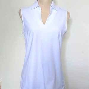 J MCLAUGHLIN  WhiteTop Sport Shirt The Aida Collar  Sleeveless Size Medium